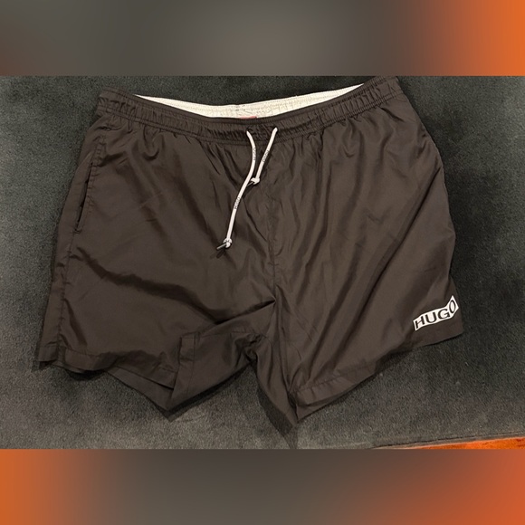 HUGO Men's Charcoal Swim Trunks